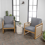 Gable mid - century modern roped acacia wood outdoor patio chair with cushions - Tuesday Morning - Outdoor Chairs