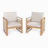 Gable mid - century modern roped acacia wood outdoor patio chair with cushions - Tuesday Morning - Outdoor Chairs