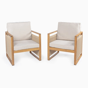 Gable mid - century modern roped acacia wood outdoor patio chair with cushions - Tuesday Morning - Outdoor Chairs