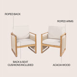 Gable mid - century modern roped acacia wood outdoor patio chair with cushions - Tuesday Morning - Outdoor Chairs