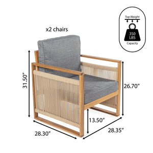 Gable mid - century modern roped acacia wood outdoor patio chair with cushions - Tuesday Morning - Outdoor Chairs