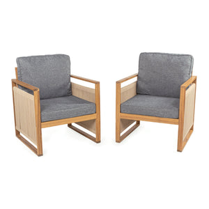 Gable mid - century modern roped acacia wood outdoor patio chair with cushions - Tuesday Morning - Outdoor Chairs
