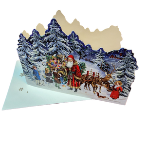 Diecut Santa And His Sleigh  Advent Card With Envelope