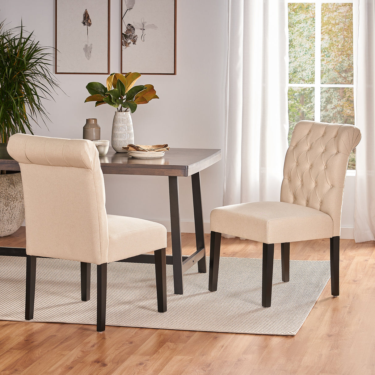 Broxton Tufted Rooltop Dining Chairs, Set of 2