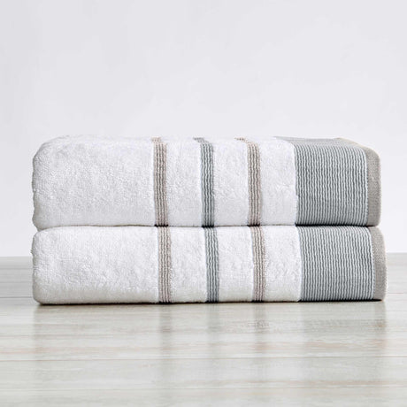 Decorative cotton stripe bath towel set - noelle collection