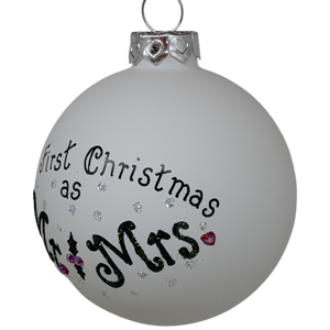 Christmas Keepsake Glass Ornament - First Christmas as Mr and Mrs