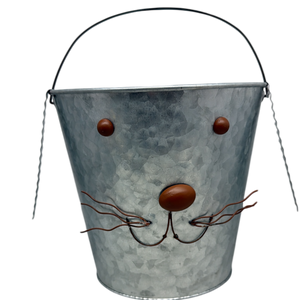 Galvanized Metal Bunny Design Bucket with Ears - Large