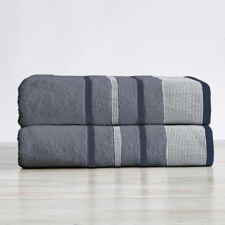 Decorative cotton stripe bath towel set - noelle collection