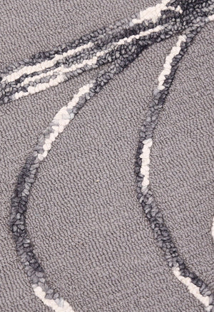 Gem Curved Stripes Gray Hand Tufted 5x5 Wool Area Rug