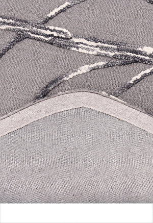 Gem Curved Stripes Gray Hand Tufted 5x5 Wool Area Rug