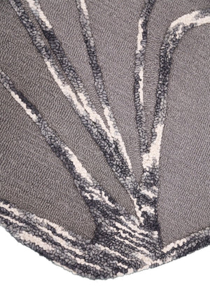 Gem Curved Stripes Gray Hand Tufted 5x5 Wool Area Rug