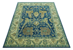 Georgia Custom Made Traditional Blue And Beige Hand Tufted Wool Rug