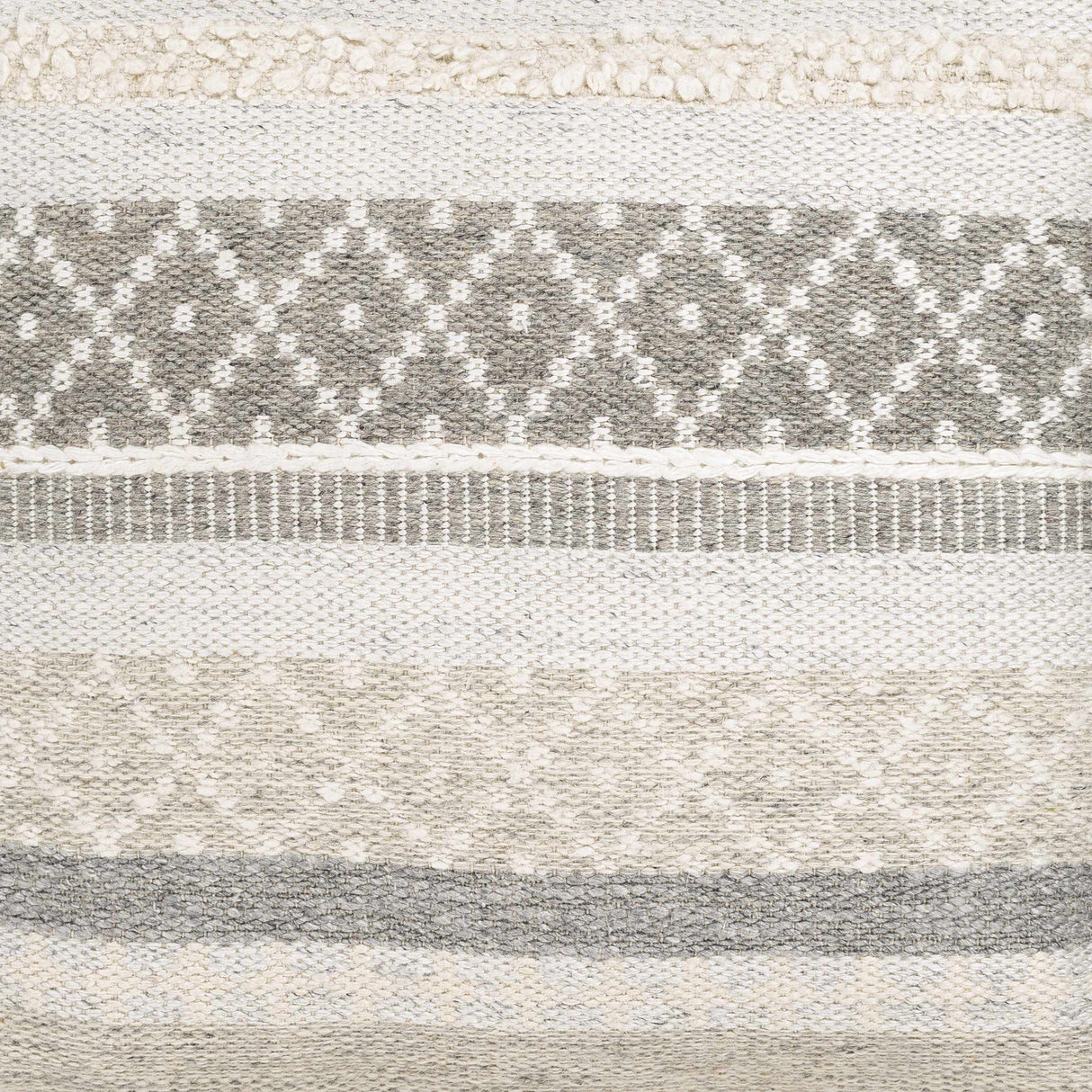 Geyser Woven White Gray Cotton Pouf