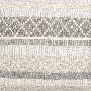 Geyser Woven White Gray Cotton Pouf