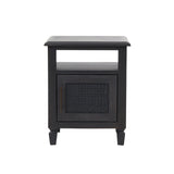 Black Nightstand with Cane Accent