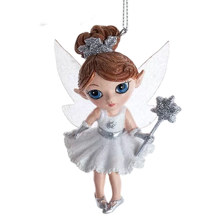 Silver Fairy Elves Ornament -