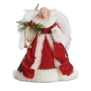 Plaid Cloak Angel Christmas Tree Topper - 12 inch
