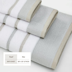 Decorative Cotton Stripe Bath Towel Set - Noelle Collection