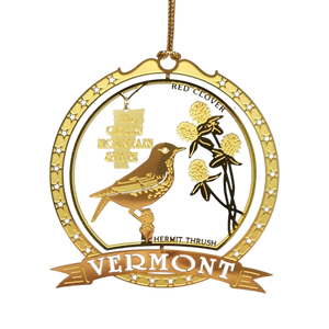 Solid Brass Ornament - Vermont State Bird / Flower