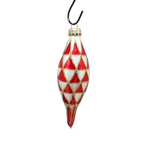 Krebs Value Glass Ornament 4 pack - Red & White Diamond Drop