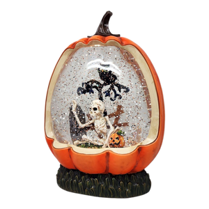 Graveyard Skeleton Lighted Waterglobe Pumpkin