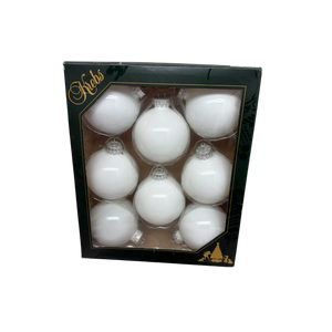 Porcelain White 2 5/8" Silver Crown Glass Ball - 8 Piece Set