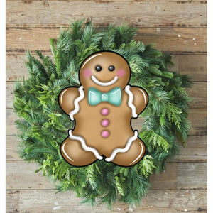 Gingerbread Boy Blue Teal Sign GBB3- Wreath Enhancement