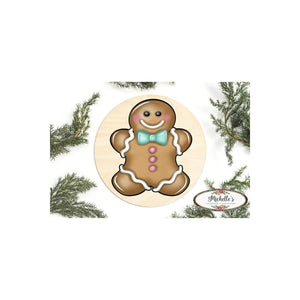 Gingerbread Boy Blue Teal Sign GBB3- Wreath Enhancement