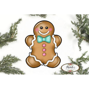 Gingerbread Boy Blue Teal Sign GBB3- Wreath Enhancement