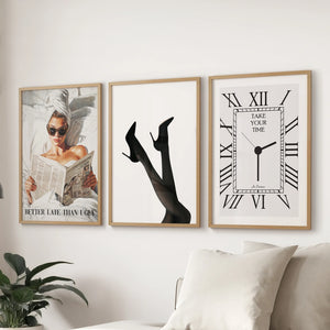 Elegant Glam Wall Art: Fashion Girl, Heels. Set of 3 Prints