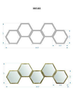 Gitagum Rustic Gold Honeycomb Mirror