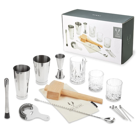 17-piece stainless steel barware set in silver viski®