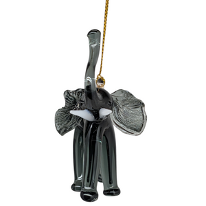 The Egyptian Glass Dark Emerald Elephant Ornament