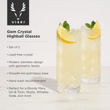 Gem crystal highball glasses viski®