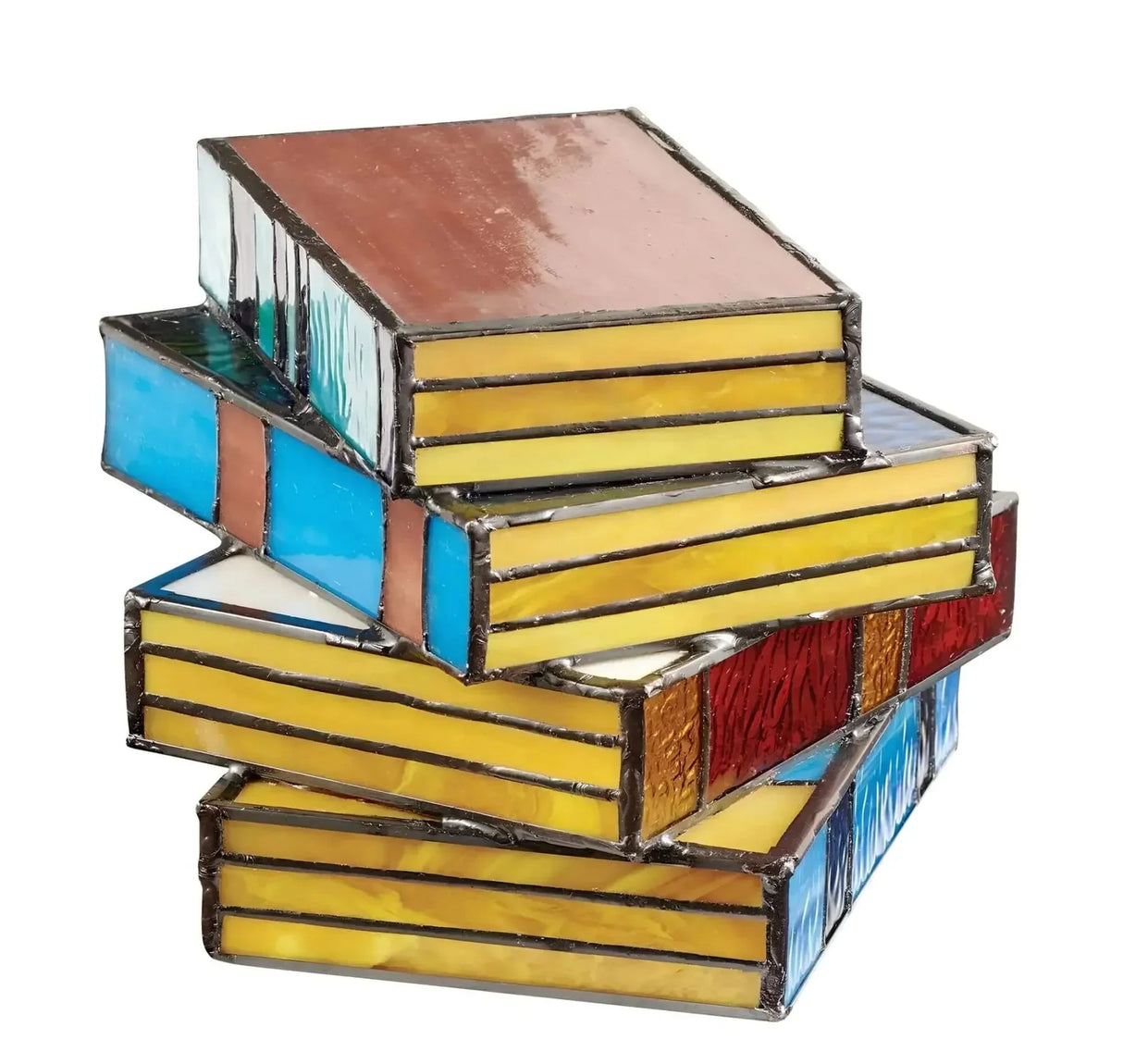 Stained Glass Book Lamp Handmade Table Light for Reading Room Decor