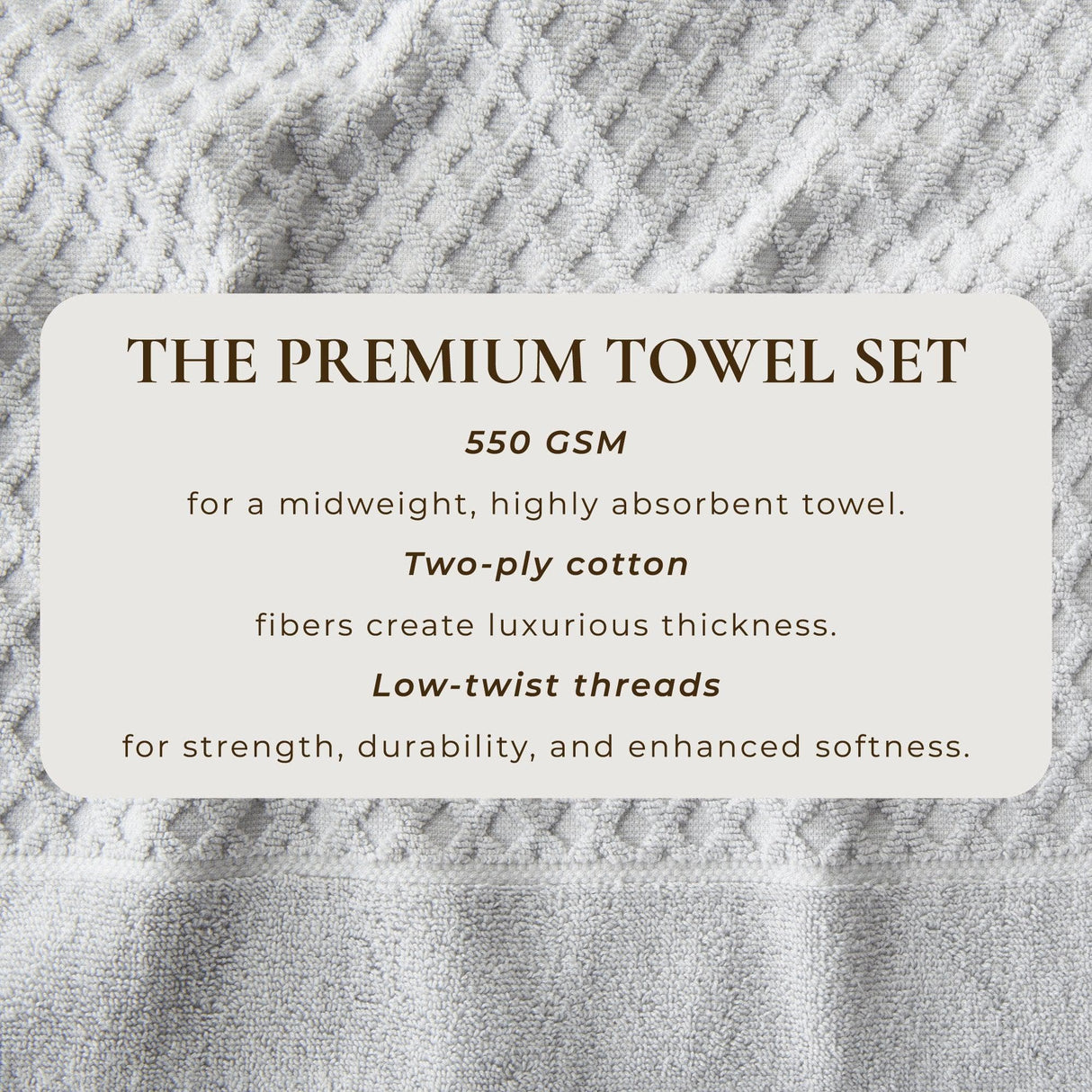Cotton diamond waffle weave bath towel set - grayson collection