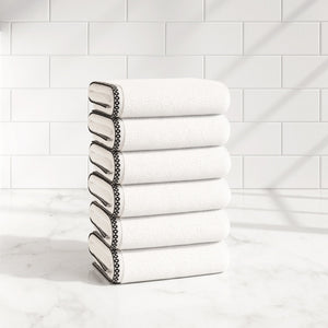 Cotton Border-Stitched 6-Piece Towel Set - Valery Collection