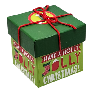 Gift Box Cube for Gift Cards - 3" x 3" -  Holly Jolly Christmas