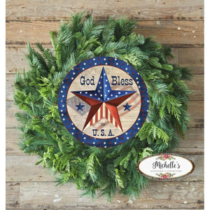 God Bless The USA Round Sign