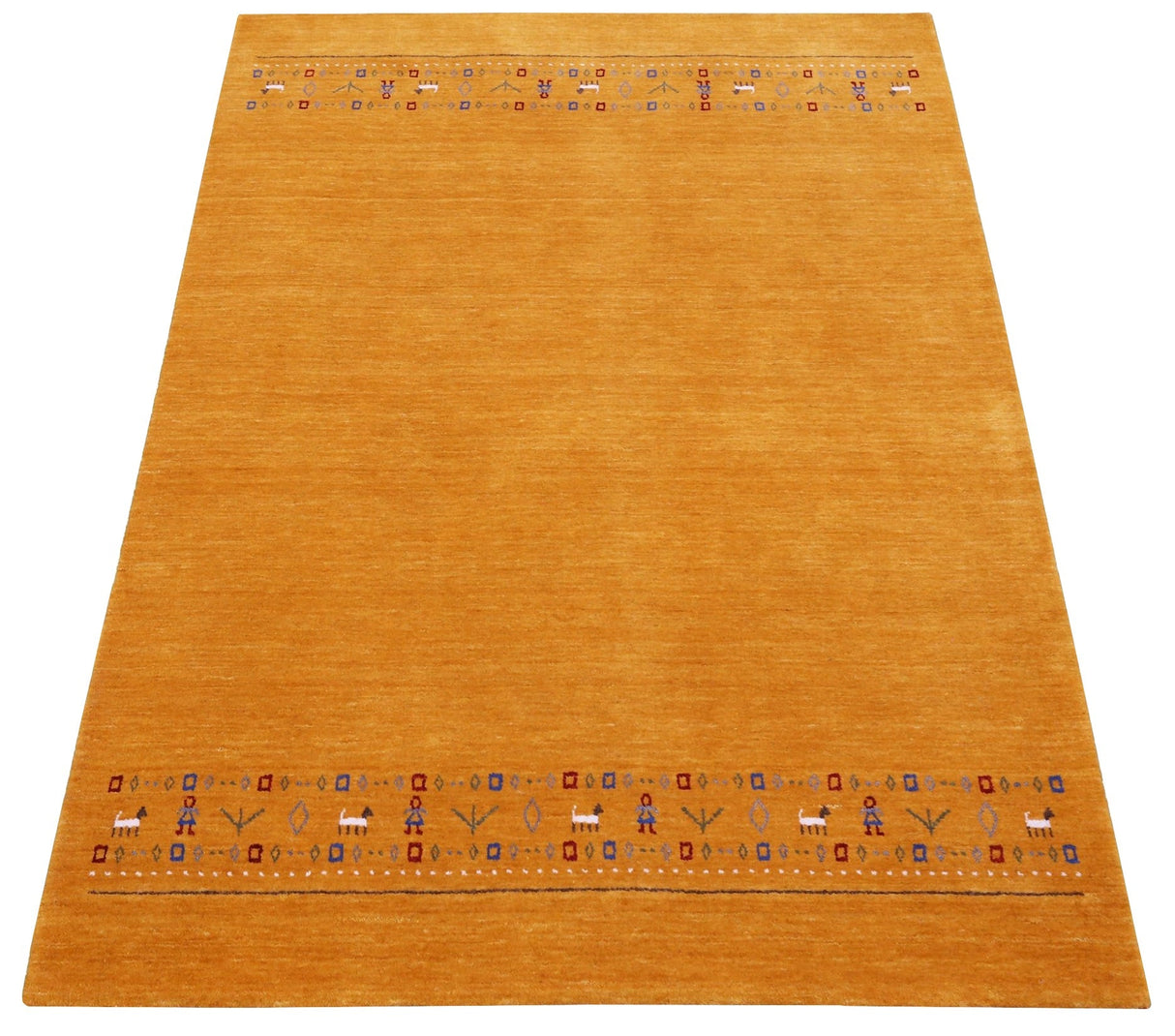 Gold And Blue Modern Design Hand Loomed Wool Area Rug