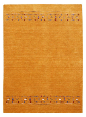 Gold And Blue Modern Design Hand Loomed Wool Area Rug