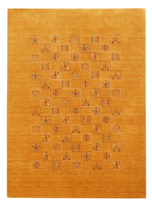 Gold Center Pattern Hand Loomed Wool Area Rug