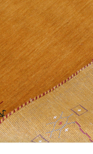 Gold Contemporary Gabbeh Border Design Hand Loomed Wool Area Rug