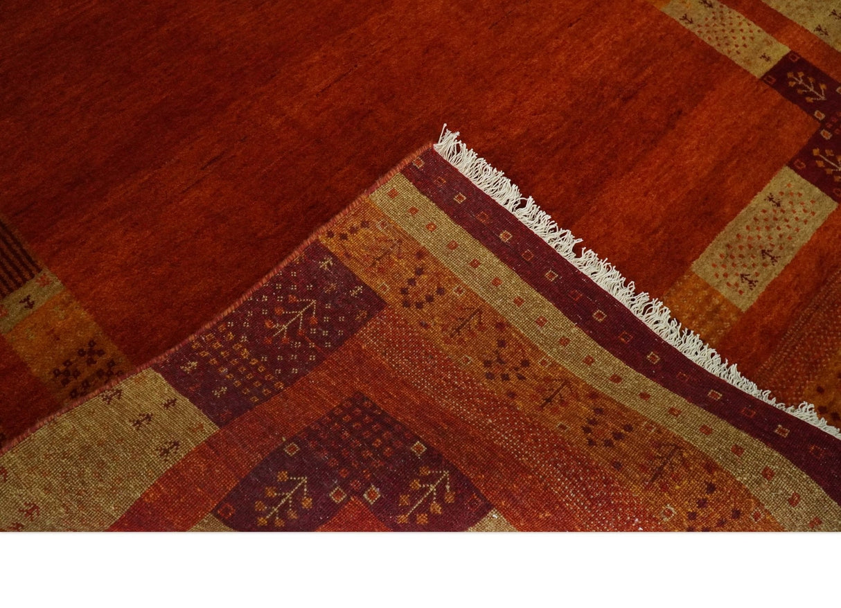 5x7 Gold and Rust Hand Woven Southwestern Lori Gabbeh Wool Rug