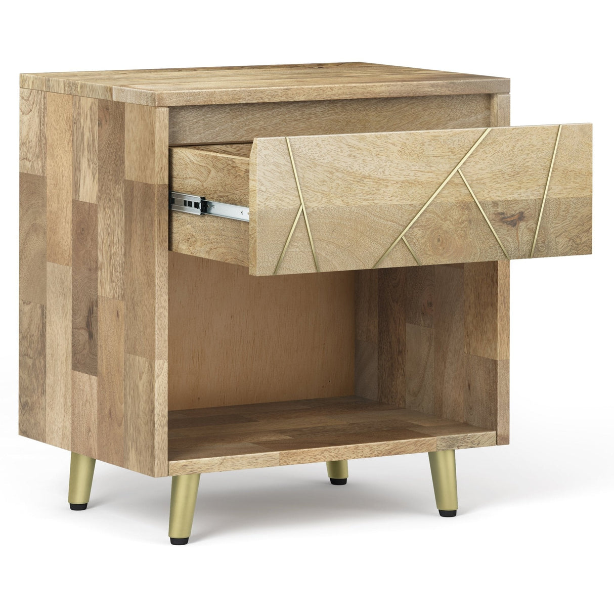 Graceful 1 - Drawer Nightstand with Open Bottom Shelf and Metal Legs - Nightstands