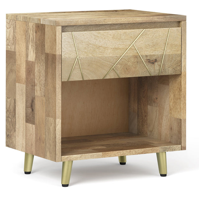 Graceful 1 - Drawer Nightstand with Open Bottom Shelf and Metal Legs - Nightstands
