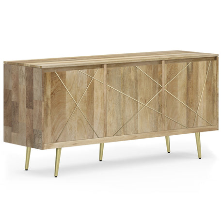 Graceful 3 - Door Buffet Cabinet with Adjustable Shelves and Metal Legs - Buffets & Sideboards