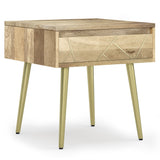 Graceful Side Table with Drawer and Metal Legs - Side Tables