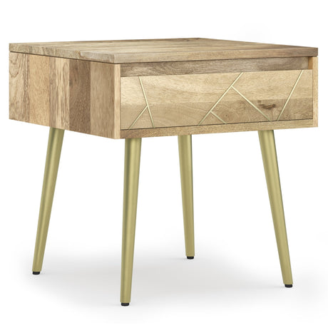 Graceful Side Table with Drawer and Metal Legs - Side Tables
