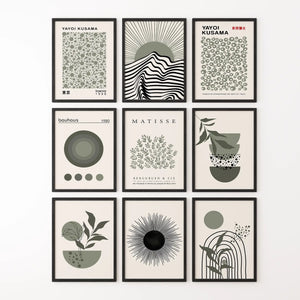 MCM Boho Abstract Wall Art Set of 9. Bauhaus, Matisse Prints